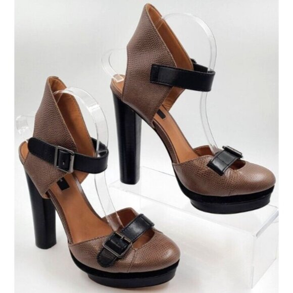 Ann Taylor Lilia Platform High Heels Pumps Buckle Ankle Strap Women's Size 9M - Picture 10 of 12